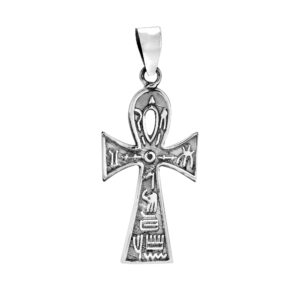 aeravida eternal ankh cross with hieroglyphics .925 sterling silver pendant | diy ankh cross charm for men accessories | fashion jewelry