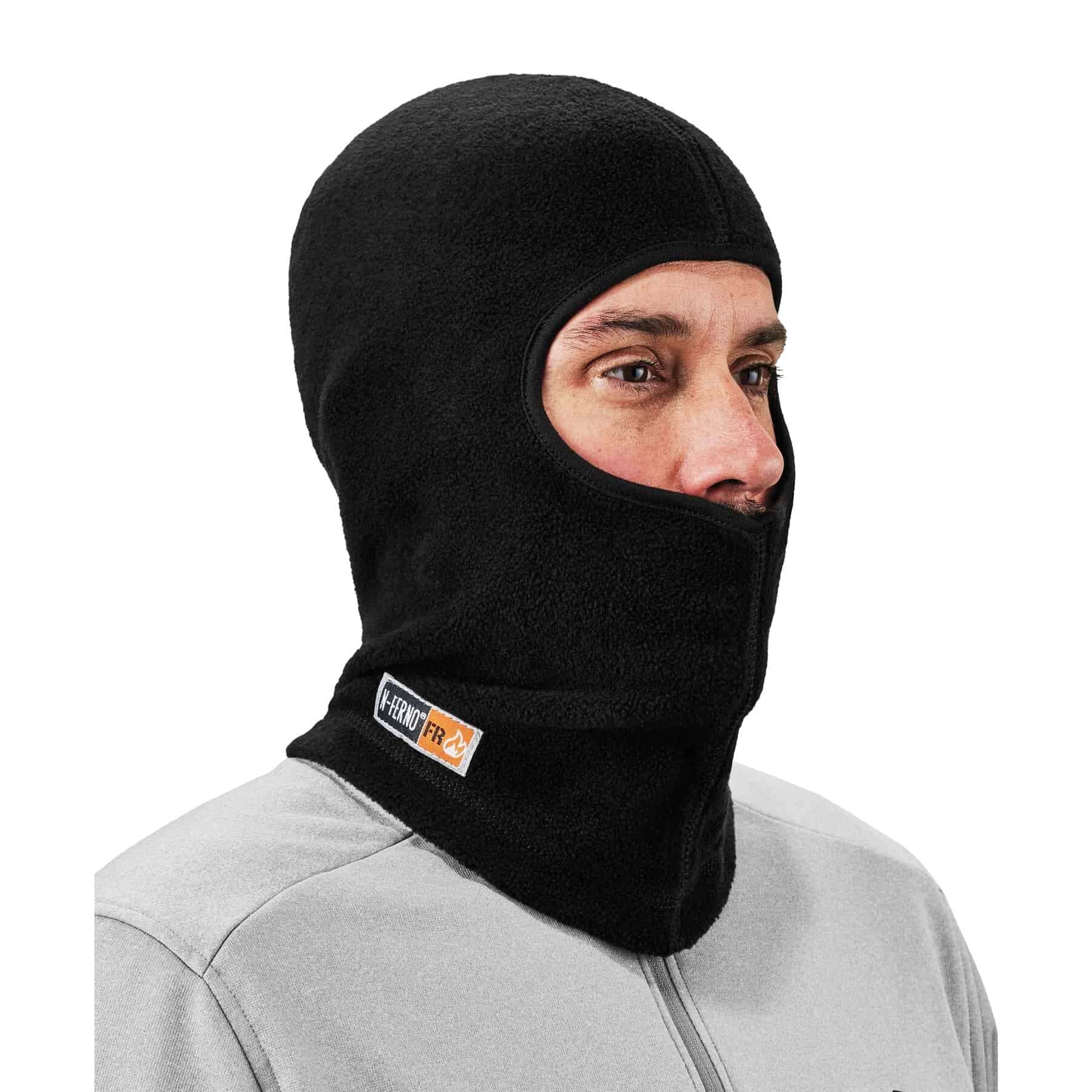 FR Rated Balaclava, Winter Face Mask, Thermal Fire Resistant Modacrylic Fleece, Ergodyne N-Ferno 6828,Black