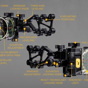 Trophy Ridge React Pro 5 Pin Archery Bow Sight, Right Hand, 0.010 Pin