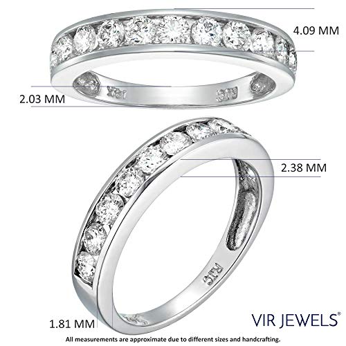 Vir Jewels 1 carat (ctw) Diamond Wedding Anniversary Band for Women, Half Eternity Round Diamond Engagement Ring 14K White Gold Channel Set 1 cttw, Size 7