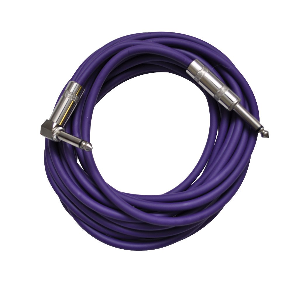 Seismic Audio SAGC20R-Purple-2Pack Purple 20-Feet Right Angle to Straight Guitar Cables, Pair