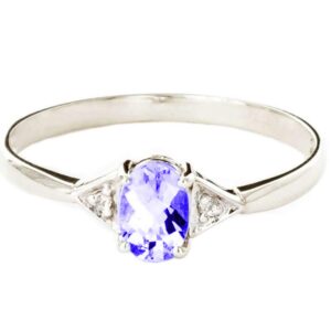 Galaxy Gold GG 14k Solid White Gold Ring with Diamonds and Tanzanite - Size 8.0