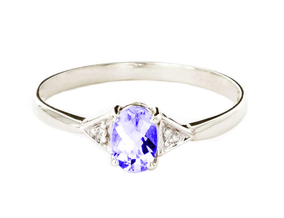 Galaxy Gold GG 14k Solid White Gold Ring with Diamonds and Tanzanite - Size 8.0