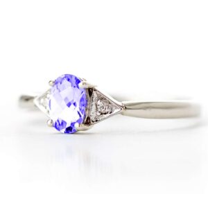 Galaxy Gold GG 14k Solid White Gold Ring with Diamonds and Tanzanite - Size 8.0