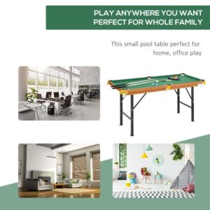 Soozier 55" Portable Folding Billiards Table Game Pool Table for Whole Family Number Use with Cues, Ball, Rack, Chalk, Green