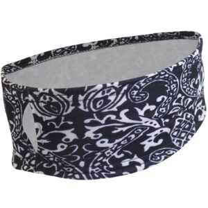 trailheads print headband | ponytail headband for women | ear warmer for running and hiking - black & white