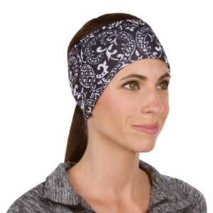 TrailHeads Print Headband | Ponytail Headband for Women | Ear Warmer for running and hiking - black & white