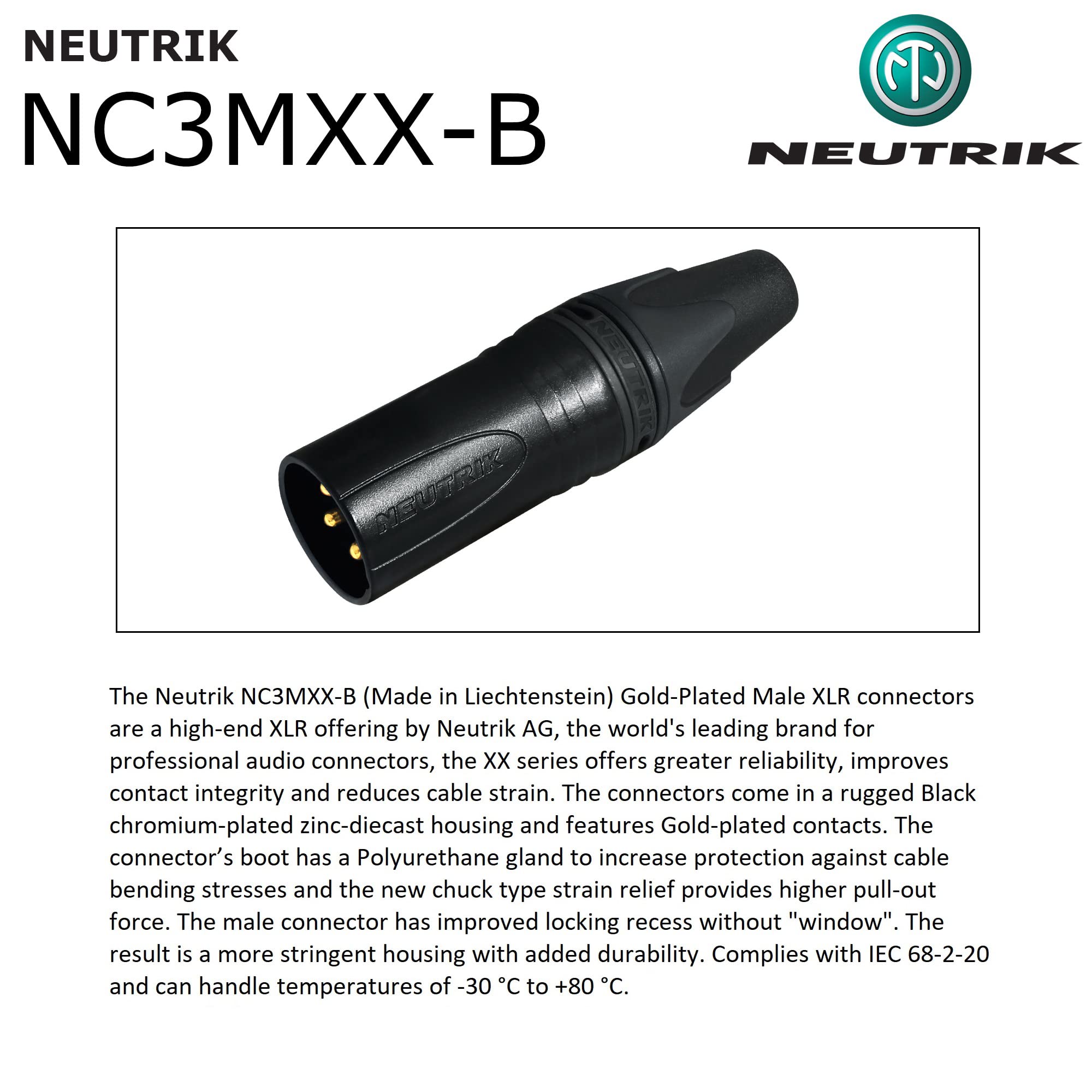 WORLDS BEST CABLES 6 Foot – Quad Balanced Microphone Cable CUSTOM MADE using Mogami 2534 wire and Neutrik NC3MXX-B Male & NC3FXX-B Female XLR Plugs.