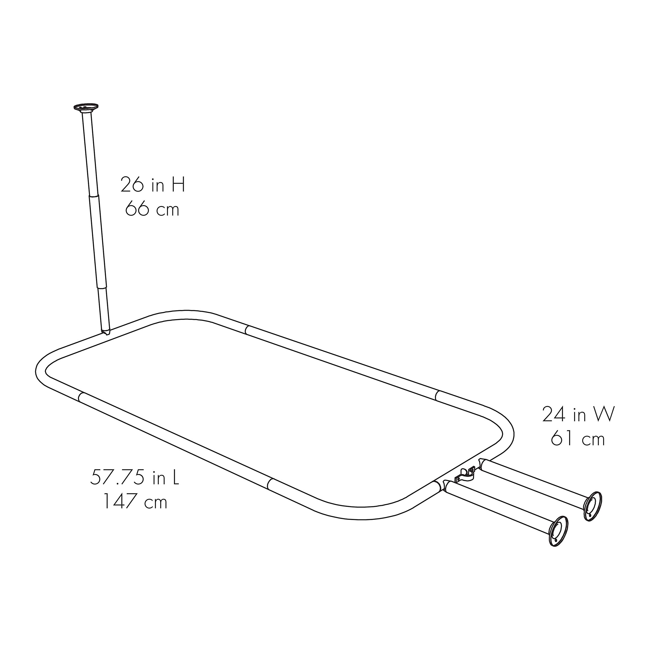 Zenna Home Hoop Shaped Shower Curtain Rod for Clawfoot Tubs and Freestanding Tubs, Rustproof, 24" by 57.75" Shower Rod Made for Specialty Tubs, Easy to Install, White