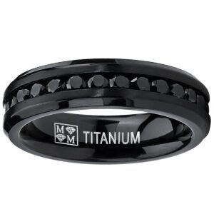 Metal Masters Co. 6MM Black Womens Eternity Titanium Ring Wedding Band W/Black Cubic Zirconia Size 6.5