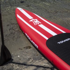 Tower iRace Inflatable 12’6” Stand Up Paddle Board - (6 Inches Thick) - Universal SUP Wide Stance - Premium SUP Bundle (Pump & Adjustable Paddle Included) - Non-Slip Deck