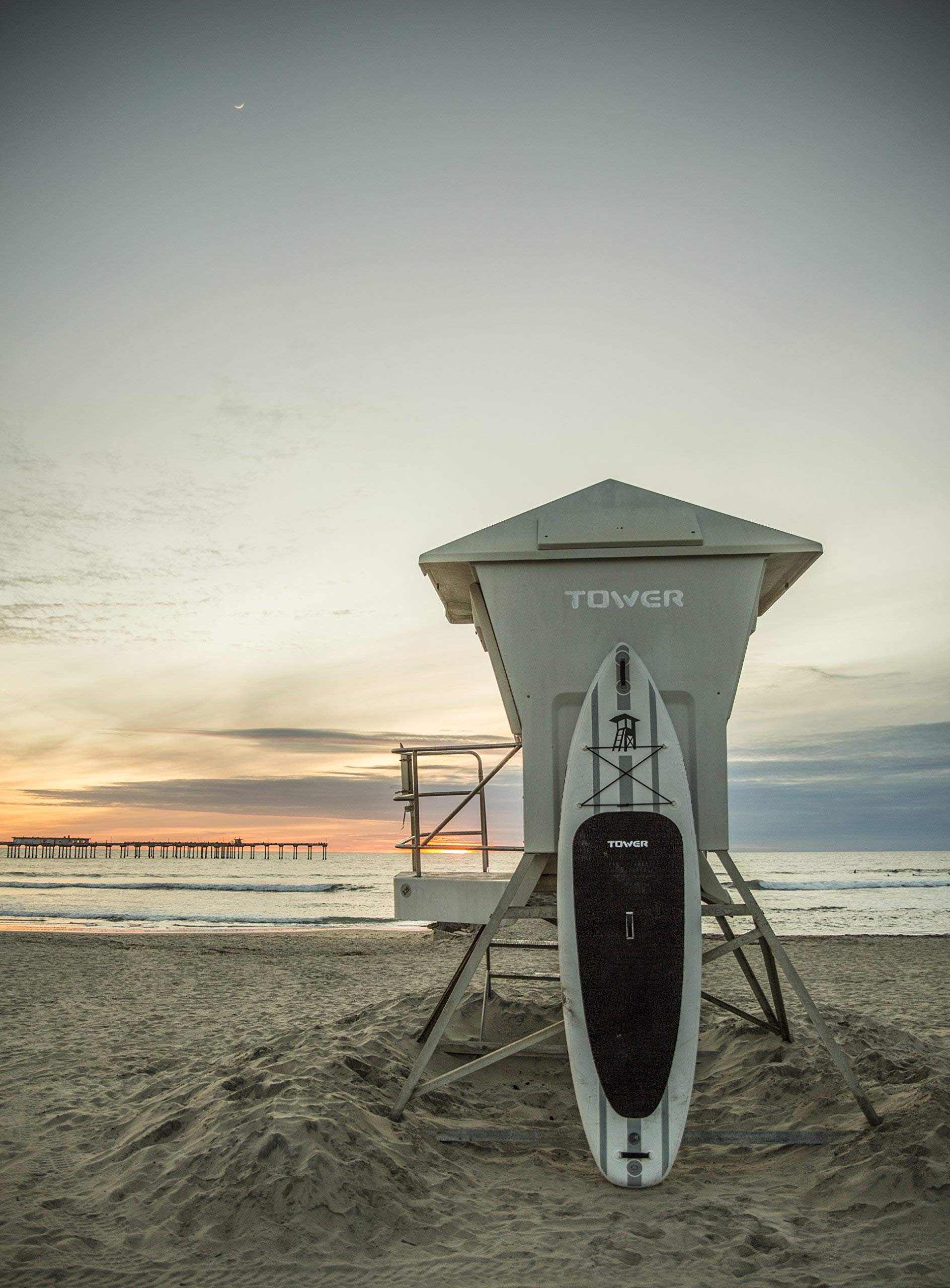 TOWER Inflatable 10’4” Stand Up Paddle Board - (6 Inches Thick) - Universal SUP Wide Stance - Premium SUP Bundle (Pump & Adjustable Paddle Included) - Non-Slip Deck (Adventurer 2-10'4")