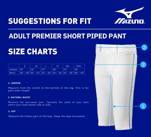 Mizuno mens Premier Short Piped Pant, White-royal, X-Small