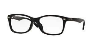 ray-ban rx5228f low bridge fit square prescription eyeglass frames, black/demo lens, 55 mm