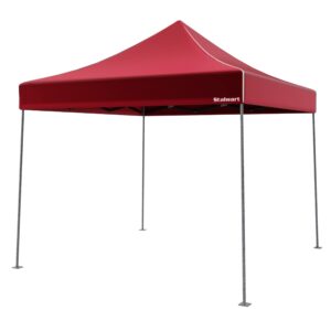 Pop-Up Outdoor Canopy Shade - 10x10 Water-Resistant Party Tent with Instant Setup and Portable Carrying Bag for Storage or Transport by Stalwart (Red)