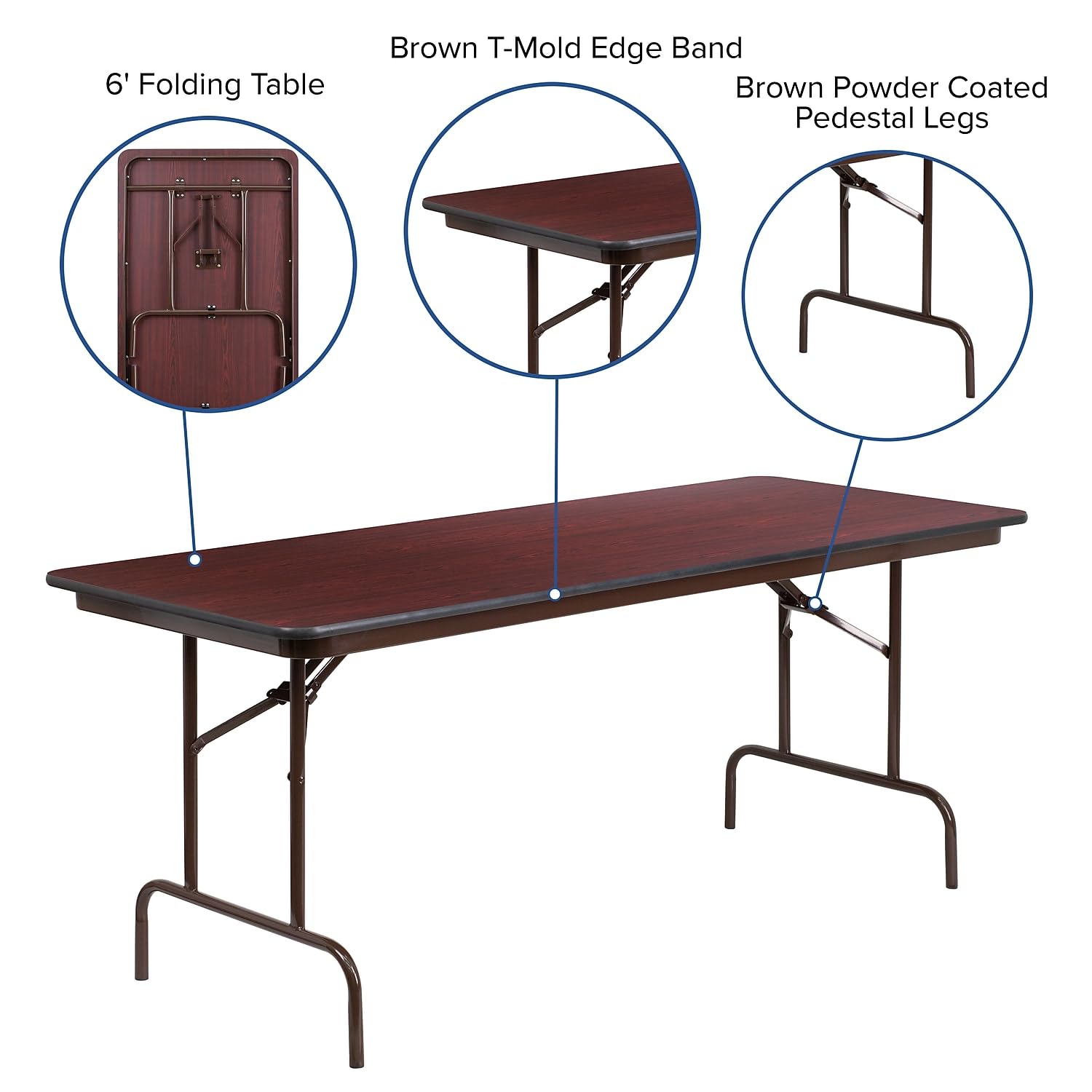 Flash Furniture Floyd 6-Foot High Pressure Mahogany Laminate Folding Banquet Table