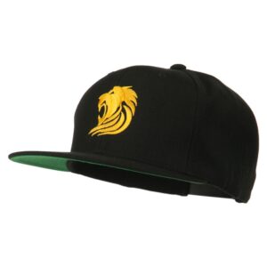 e4Hats.com Gold Lion Embroidered Wool Snapback Cap - Black OSFM