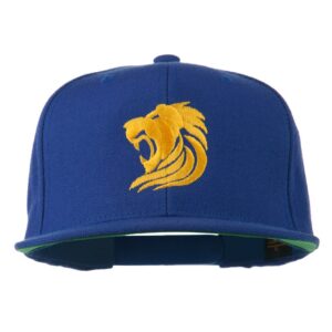 gold lion embroidered wool snapback cap - royal osfm