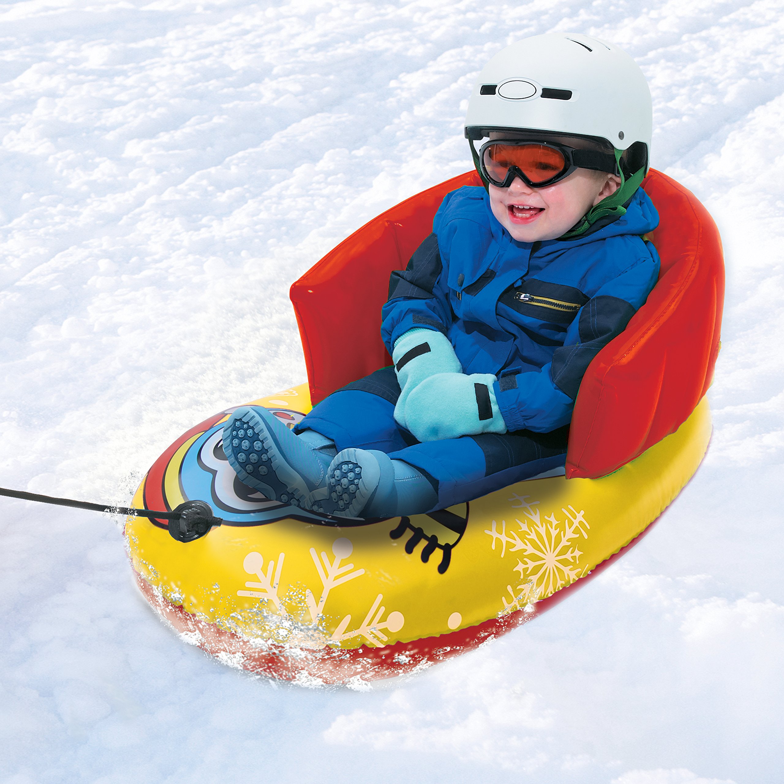 Pipeline Sno Penguin Character Snow-Pal Inflatable Kids Snow Tube with High Back Seat, 33” Inches Long