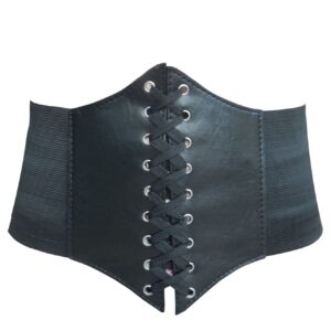 hoerev elastic wide band elastic tied waspie corset waist belt,xx-large,black