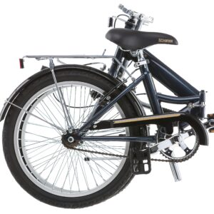 Schwinn Hinge Adult Folding Bike, Mens and Womens, 20-inch Alloy Wheels, Single Speed Drivetrain, Rear Cargo Rack, Carrying Bag Included for Storage, Grey