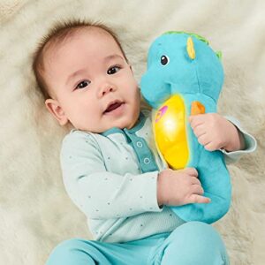 Fisher-Price Musical Baby Toy, Soothe & Glow Seahorse, Plush Sound Machine with Lights & Volume Control for Newborns, Blue