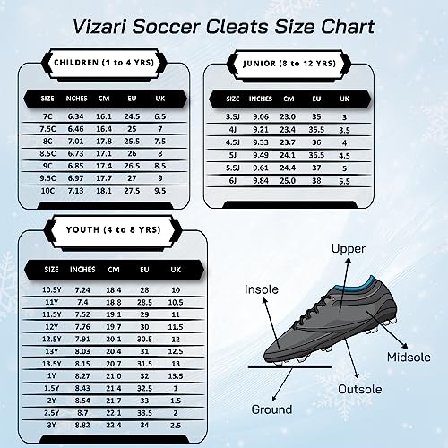 Vizari Frost Outdoor Firm Ground Kids Soccer Cleats | Athletic Football shoes for Boys and Girls | Stylish Outdoor Soccer Shoes Blue/Purple