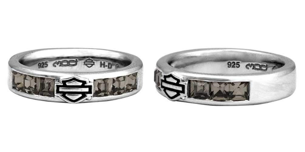 Harley-Davidson Women's Ring, Black Ice Crystals Bar & Shield Band HDR0360 (8)