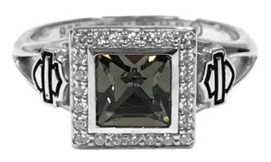 harley-davidson women's ring, black ice crystal outline bling ring hdr0362 (6)