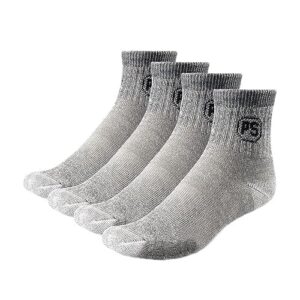 227-QTR-Charcoal Black 4 Pairs Unisex Socks, Small / Medium, Charcoal