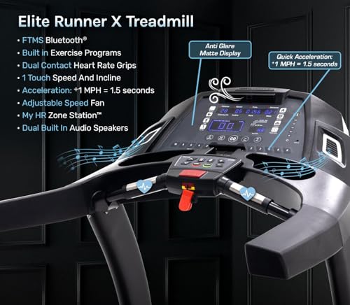 3G Cardio Elite Runner X Treadmill - Commercial Grade - FreeSync FTMS Bluetooth Connectivity - 4.0 HP - Large Ortho Flex Shock Suspension System Deck - Marathon Training - 400 lb Capacity