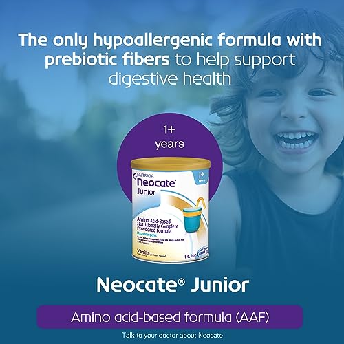 Neocate Junior - Powdered Hypoallergenic, Amino Acid-Based Toddler and Junior Formula - Vanilla - 14.1 Oz Can (Case of 4)