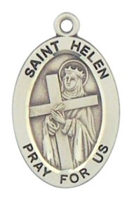 hmhreligiousmfg sterling silver patron saint helen oval medal pendant, 7/8 inch