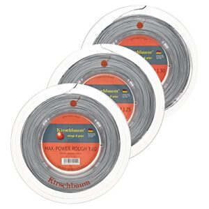 kirschbaum reel max power rough tennis string, 1.30.mm/16-gauge, silver grey