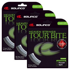 solinco tour bite diamond rough tennis string set-17g-silver