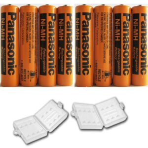 8 pack panasonic nimh aaa rechargeable battery for cordless phones with 2 battery cover cases (bulk packaging non-retail packaging)