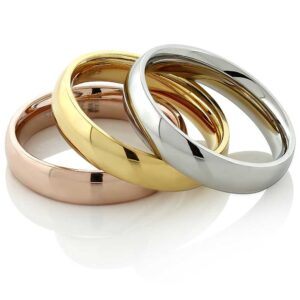 gem stone king stainless steel rose yellow gold and silver 3 tri-color stacking set of 3 band ring