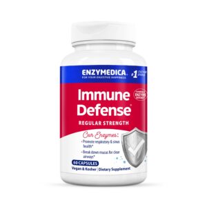 enzymedica, immune defense, regular strength, proteolytic enzymes for immune support, 60 count