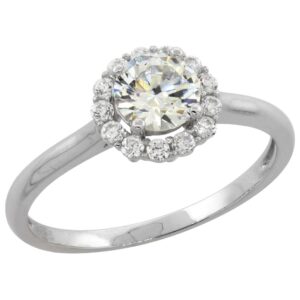 sterling silver micro pave cubic zirconia 0.50ct (5mm) solitaire halo ring, size 7