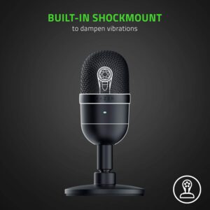 Razer Seiren Mini - USB Condenser Microphone for Streaming (Compact with Supercardioid Polar Pattern, Tiltable Stand, Integrated Shock Absorber) Black