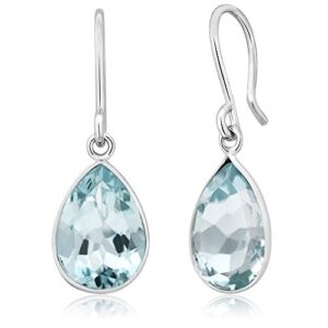 gem stone king 925 sterling silver swiss blue topaz earrings | 6.00 cttw | pear shaped 12x9mm | gemstone birthstone | drop dangle teardrop earrings for women