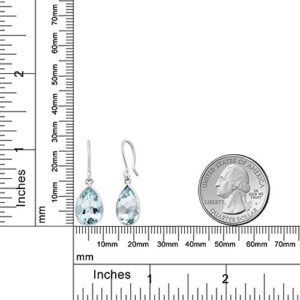 Gem Stone King 925 Sterling Silver Swiss Blue Topaz Earrings | 6.00 Cttw | Pear Shaped 12X9MM | Gemstone Birthstone | Drop Dangle Teardrop Earrings for Women