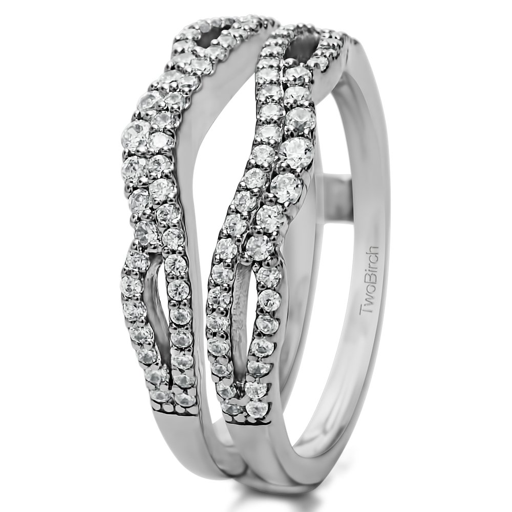 TwoBirch 0.57 Ct. Double Infinity Wedding Ring Guard Enhancer in Sterling Silver (CZ or MOISSANITE) (Cubic Zirconia, 7)