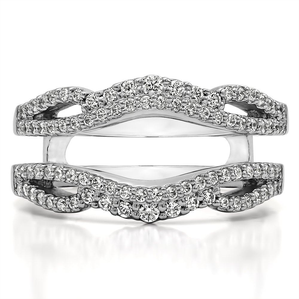 TwoBirch 0.57 Ct. Double Infinity Wedding Ring Guard Enhancer in Sterling Silver (CZ or MOISSANITE) (Cubic Zirconia, 7)