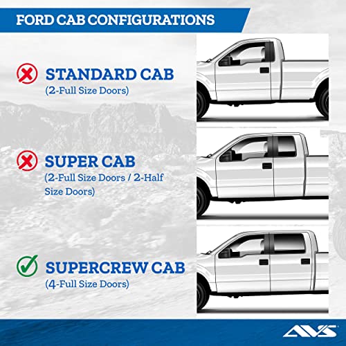 Auto Ventshade [AVS] Outside Mount Ventvisor / Rain Guards | Fits 2015 - 2024 Ford F-150, 2017 - 2024 Ford F-150 Raptor/F-250/F-350/F-450/F-550 Super Duty SuperCrew- Smoke, 4 pcs. | 94975