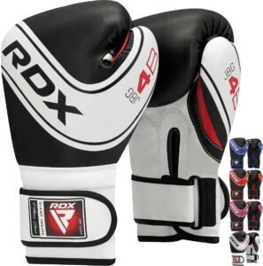 rdx kids boxing gloves, 6oz 4oz junior training mitts, maya hide leather ventilated palm, muay thai sparring mma kickboxing fighting, punch bag speed ball focus pads punching workout