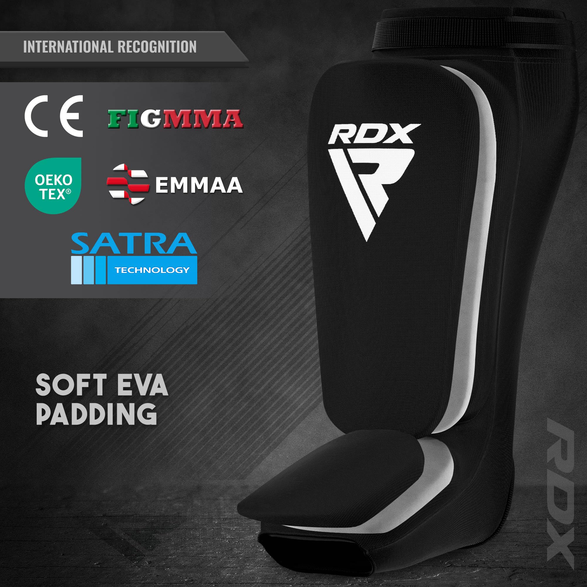 RDX Shin Guards Kickboxing Muay Thai, SATRA Approved, MMA Leg Instep Protection Pads