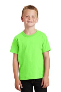 port & company boys' 54 oz 100% cotton t shirt xs neon green