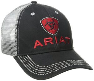 ariat men's black red gray mesh hat