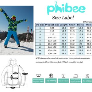 PHIBEE Big Boy's Waterproof Breathable Snowboard Ski Jacket Size 16